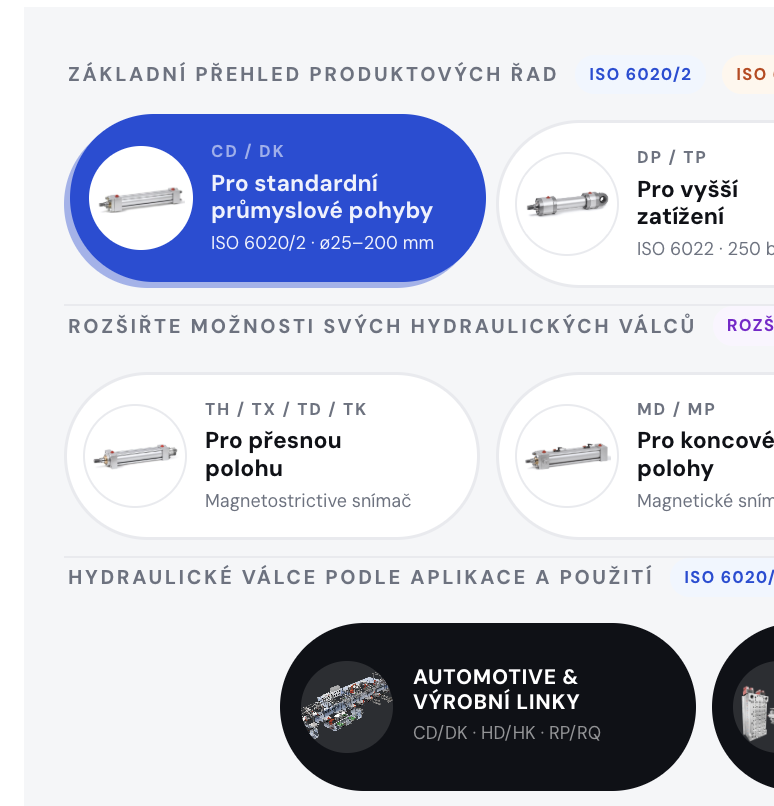 Výběr sekce v menu